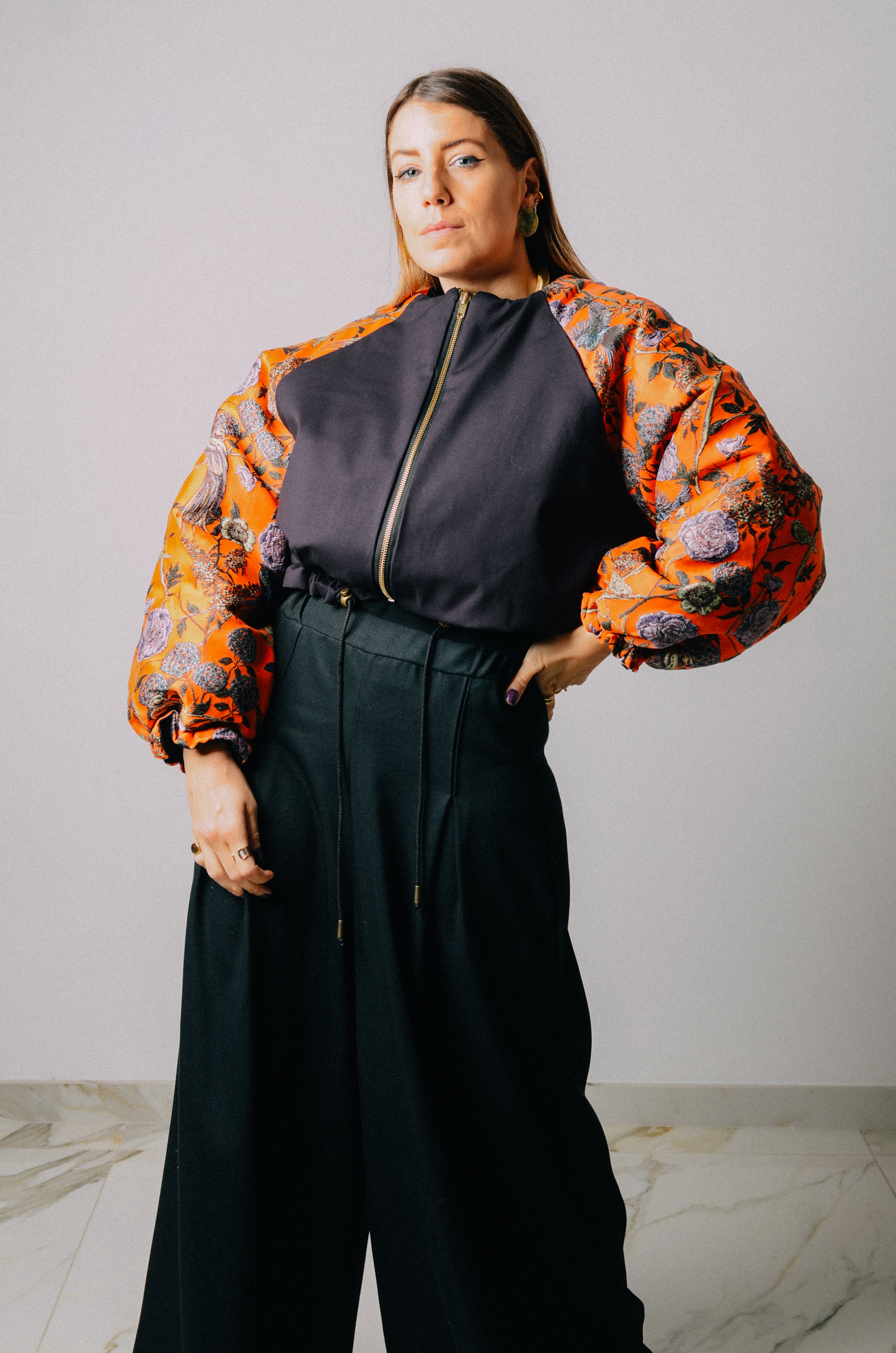 Bomber crop sartoriale imbottito - reversibile