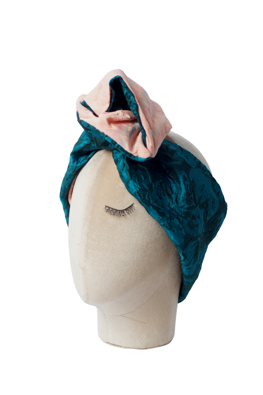 Fascia modellabile per capelli in cotone con fantasie double-face rosa e verde 