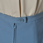 Gonna vintage longuette in  lino azzurro con spacco