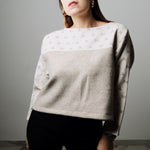 Felpa crop sartoriale in cotone e lana beige con iniziali - tessuto MaxMara