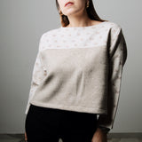 Felpa crop sartoriale in cotone e lana beige con iniziali - tessuto MaxMara