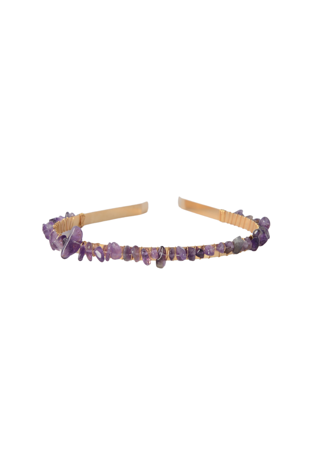 Cerchietto metallico oro con pietre viola PURPLE STONES