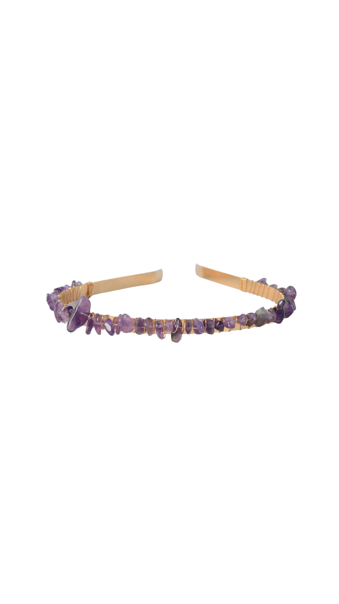 Cerchietto metallico oro con pietre viola PURPLE STONES