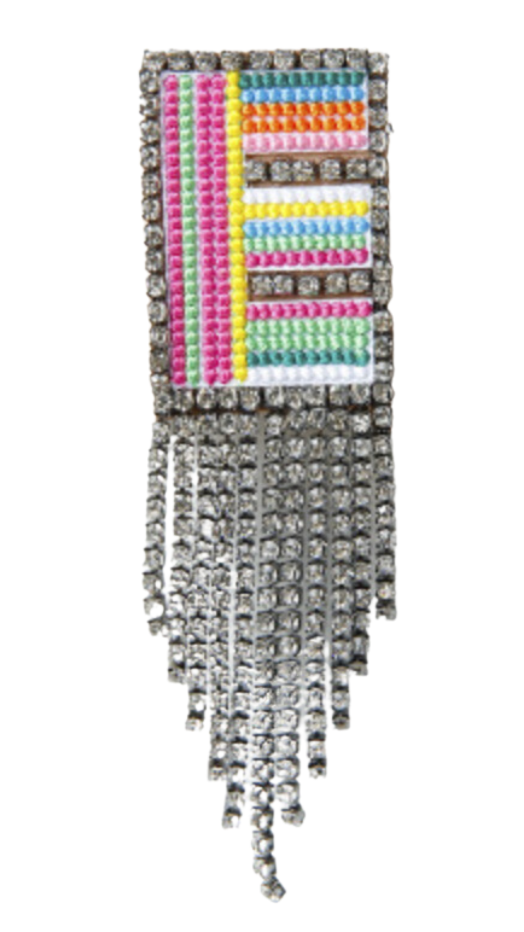 SPILLA MULTICOLOR CON STRASS LETTERA "E"