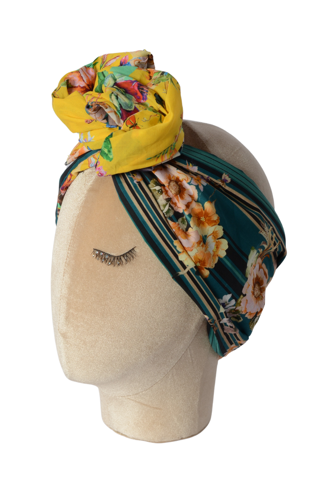 Fascia modellabile per capelli in cotone a fiori doubleface