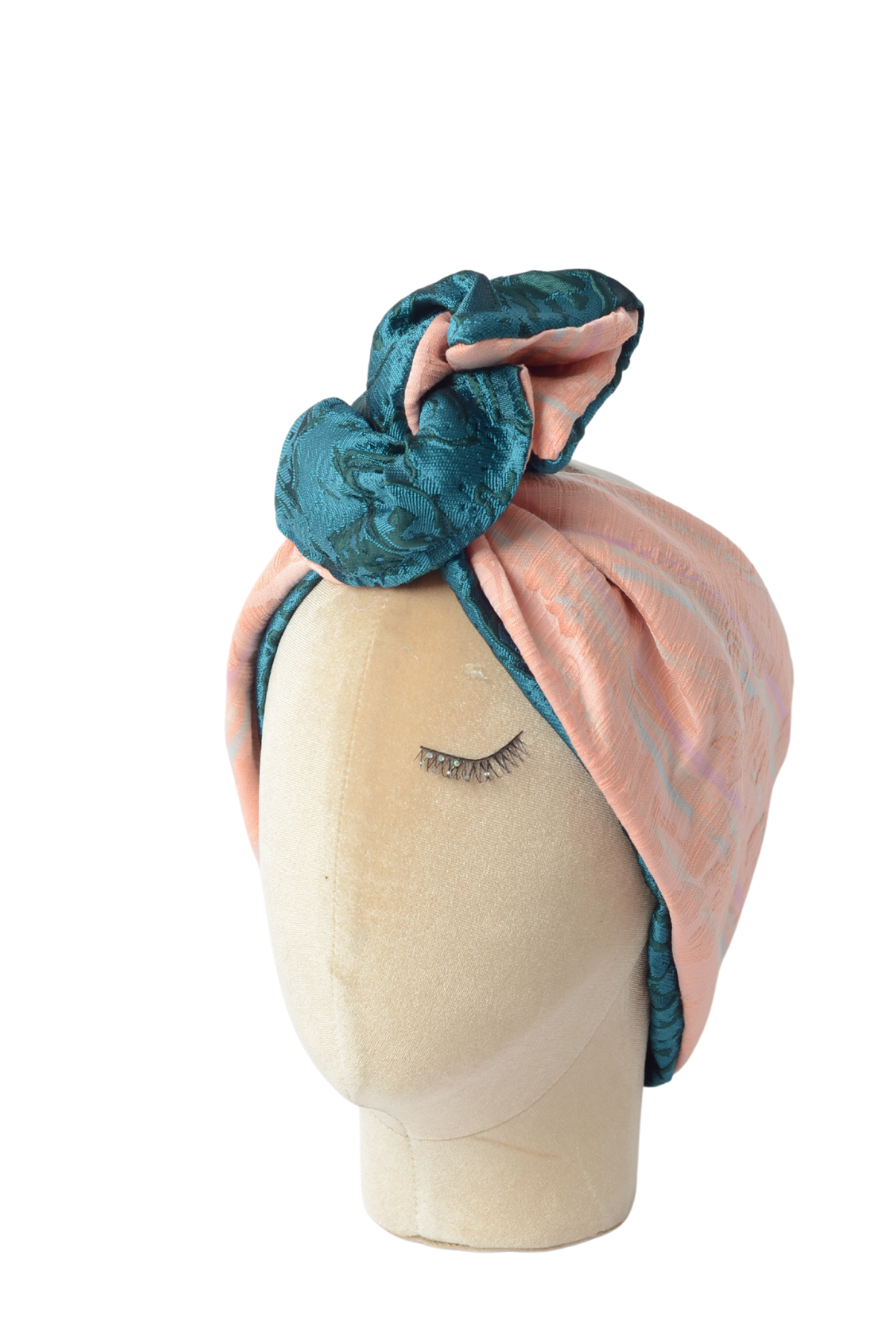 Fascia modellabile per capelli in cotone con fantasie double-face rosa e verde 