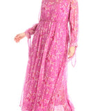 Vestito rosa in georgette di seta rosa tg 54