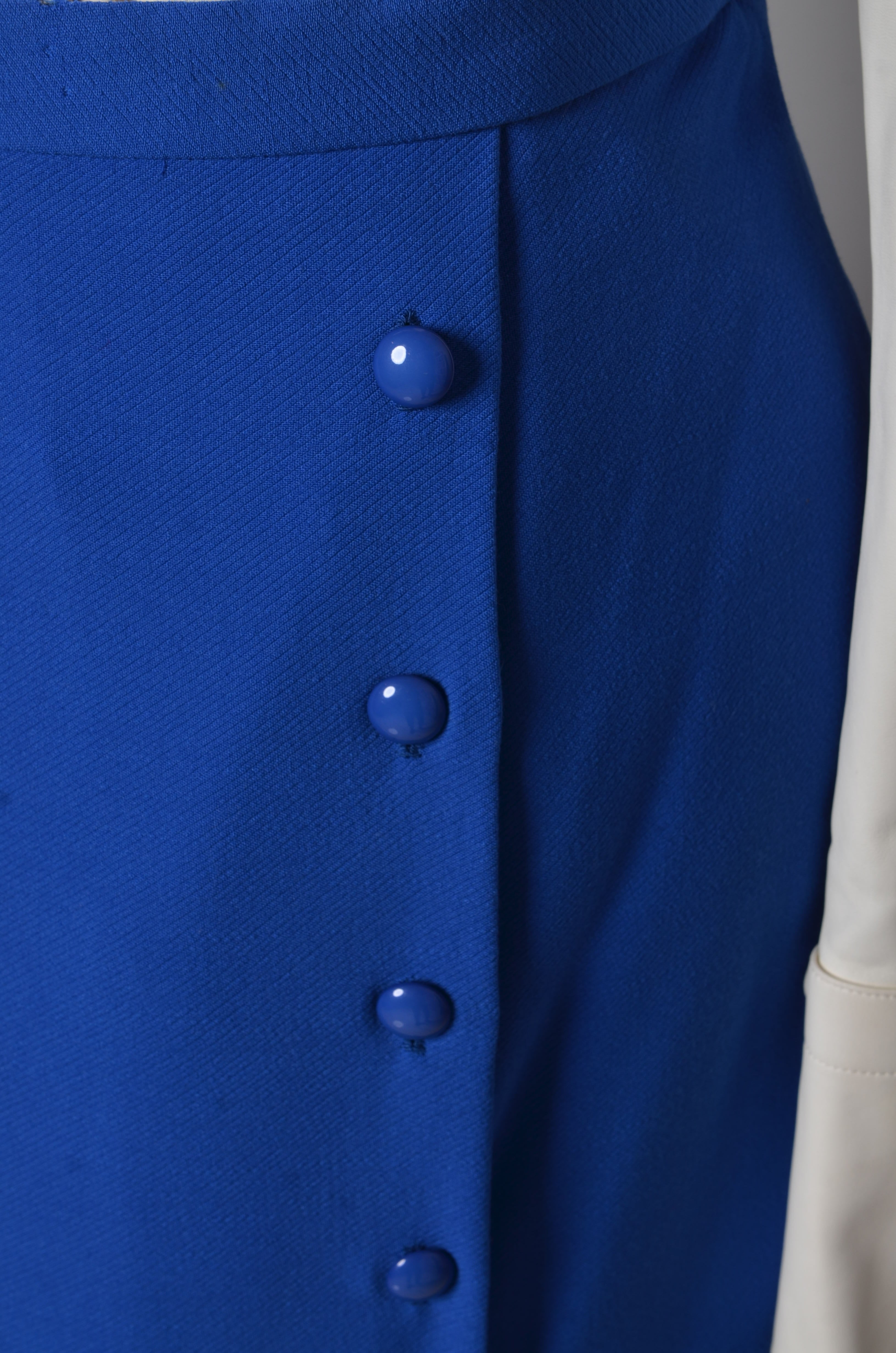 Gonna vintage longuette misto  lino blu con bottoni