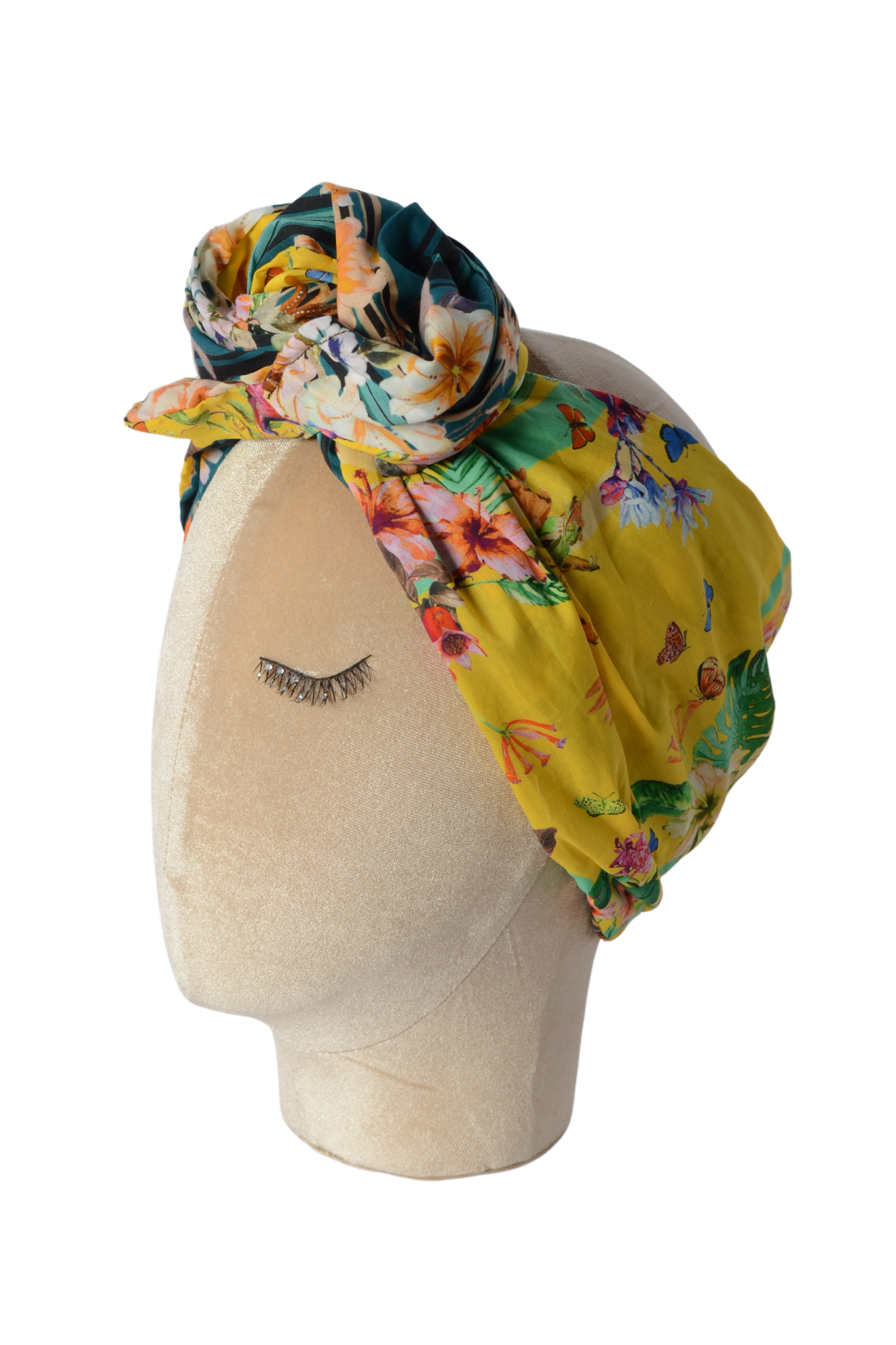 Fascia modellabile per capelli in cotone a fiori doubleface