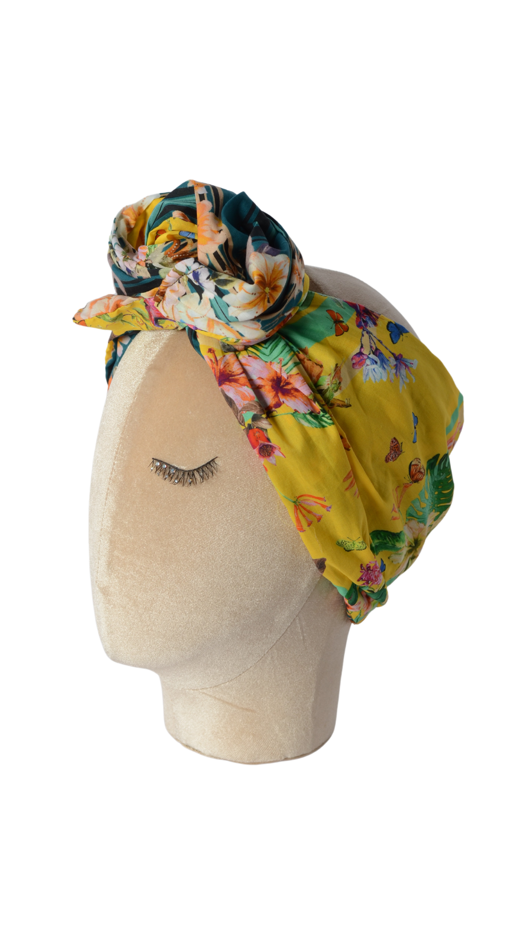 Fascia modellabile per capelli in cotone a fiori doubleface
