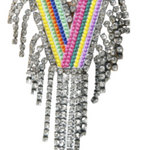 SPILLA MULTICOLOR CON STRASS LETTERA "V"