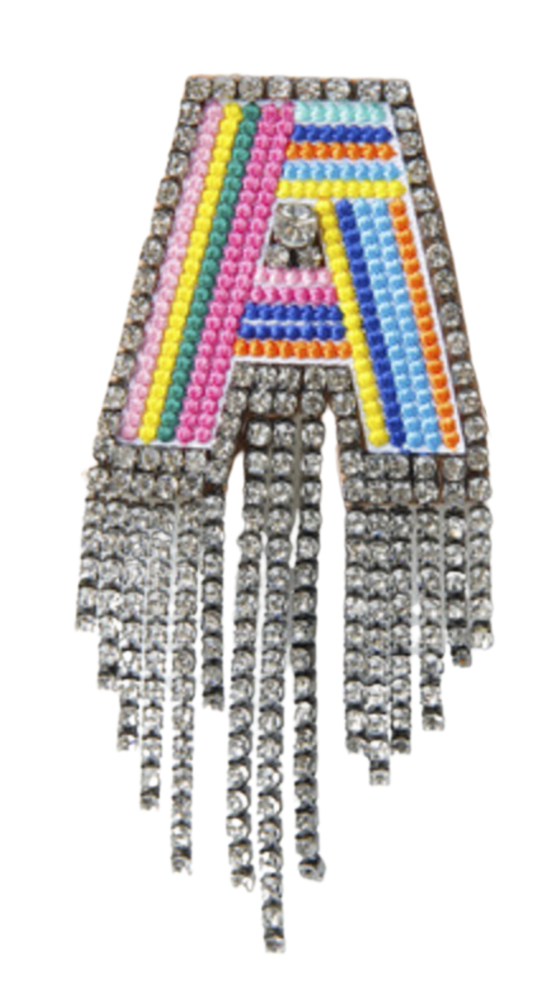 SPILLA MULTICOLOR CON STRASS LETTERA "A"