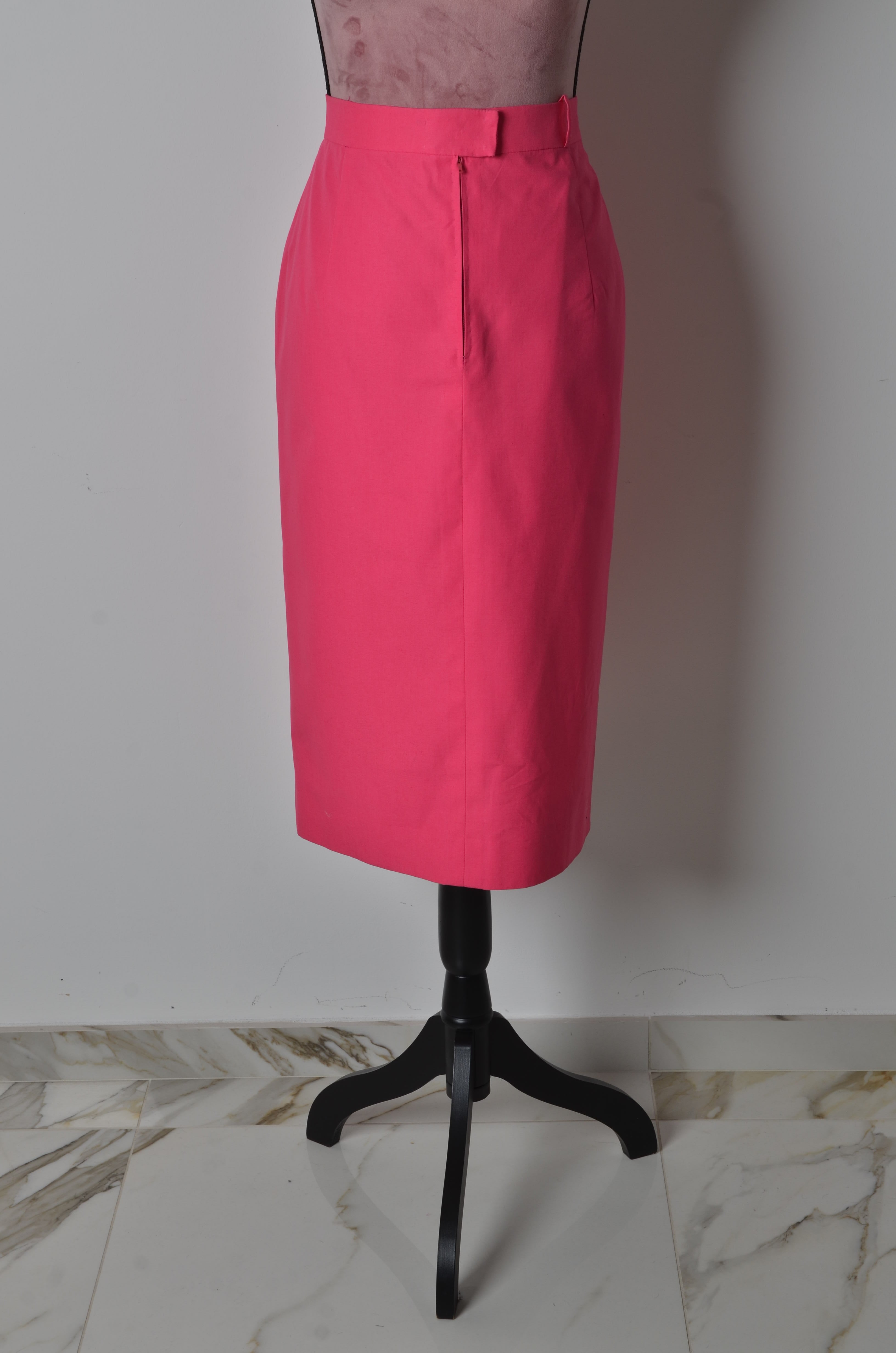 Gonna vintage longuette in cotone fuxia TG 42