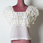 Camicetta vintage con balze di pizzo bianco -TG L