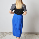 Gonna vintage longuette misto  lino blu con bottoni
