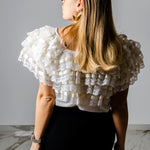 Camicetta vintage con balze di pizzo bianco -TG L