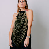 Collana corpo con catene a cascata - in acciaio color oro