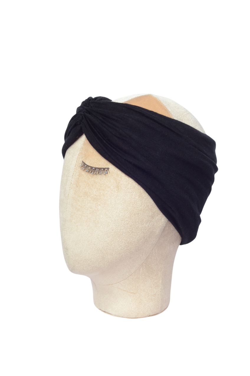 Fascia elastica per capelli nera con paillettes