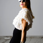Camicetta vintage con balze di pizzo bianco -TG L
