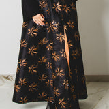 409 - CARMEN Skirt – Gonna lunga in Taffettà ricamato con paillettes nero - bronzo con maxi spacco TG 42/44