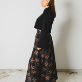 409 - CARMEN Skirt – Gonna lunga in Taffettà ricamato con paillettes nero - bronzo con maxi spacco TG 42/44