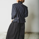 40 - Pantalone palazzo NICOLE  sartoriale in lana grigia gessata