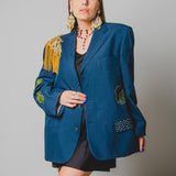 400 ARMANI double-breasted grey jacket with silver rhinestones in pure lightweight virgin wool with rhinestone illustration and colours - Size 50