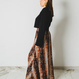 411 - CARMEN Skirt – Gonna lunga in chiffon animalier con lurex e sottogonna con maxi spacco TG 42/44