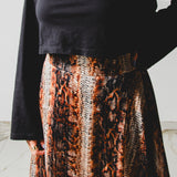 411 - CARMEN Skirt – Gonna lunga in chiffon animalier con lurex e sottogonna con maxi spacco TG 42/44