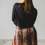 411 - CARMEN Skirt – Gonna lunga in chiffon animalier con lurex e sottogonna con maxi spacco TG 42/44