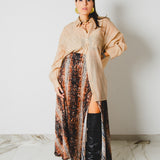 411 - CARMEN Skirt – Gonna lunga in chiffon animalier con lurex e sottogonna con maxi spacco TG 42/44