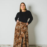 412 - CARMEN Skirt – Gonna Carmen animalier con strass e spacco laterale – Tg 42/46 regolabile