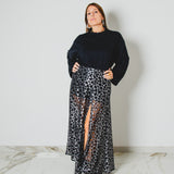 416 - CARMEN Skirt – Gonna Carmen animalier in pizzo e lurex animalier argento e spacco laterale – Tg 42/46 regolabile