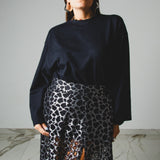 416 - CARMEN Skirt – Gonna Carmen animalier in pizzo e lurex animalier argento e spacco laterale – Tg 42/46 regolabile