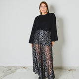 416 - CARMEN Skirt – Gonna Carmen animalier in pizzo e lurex animalier argento e spacco laterale – Tg 42/46 regolabile