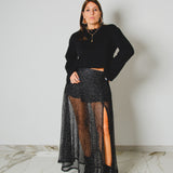418 - CARMEN Skirt – Gonna Carmen a rete in lurex con spacco laterale – Tg 44 regolabile