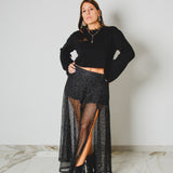 418 - CARMEN Skirt – Gonna Carmen a rete in lurex con spacco laterale – Tg 44 regolabile
