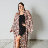 41 Kimono gioiello GUSTAVO sartoriale con frange di paillettes rosa