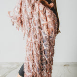 41 Kimono gioiello GUSTAVO sartoriale con frange di paillettes rosa