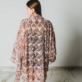 41 Kimono gioiello GUSTAVO sartoriale con frange di paillettes rosa