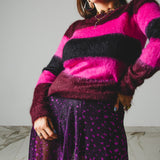 420 - CARMEN Skirt – Gonna Carmen in jersey trasparente animalier viola con spacco laterale – Tg 42 regolabile