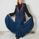 425 - Gonna Patty | Lunga con balza asimmetrica a ruota in jeans used  TG regolabile 42-48