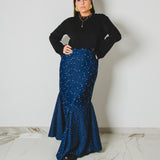 425 - Gonna Patty | Lunga con balza asimmetrica a ruota in jeans used  TG regolabile 42-48