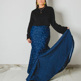 425 - Gonna Patty | Lunga con balza asimmetrica a ruota in jeans used  TG regolabile 42-48