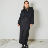 429 – ALMA SKIRT | Gonna lunga nera in lana | Taglia 40–42