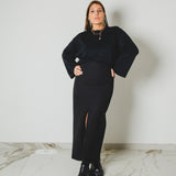 429 – ALMA SKIRT | Gonna lunga nera in lana | Taglia 40–42