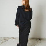 429 – ALMA SKIRT | Gonna lunga nera in lana | Taglia 40–42