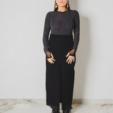 432 – ALMA SKIRT | Gonna nera in lana con spacco e cimosa a vista | Taglia 42