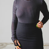 432 – ALMA SKIRT | Gonna nera in lana con spacco e cimosa a vista | Taglia 42