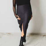 435 – ALMA SKIRT | Gonna lunga grigio antracite in viscosa con spacco | Taglia 40–42